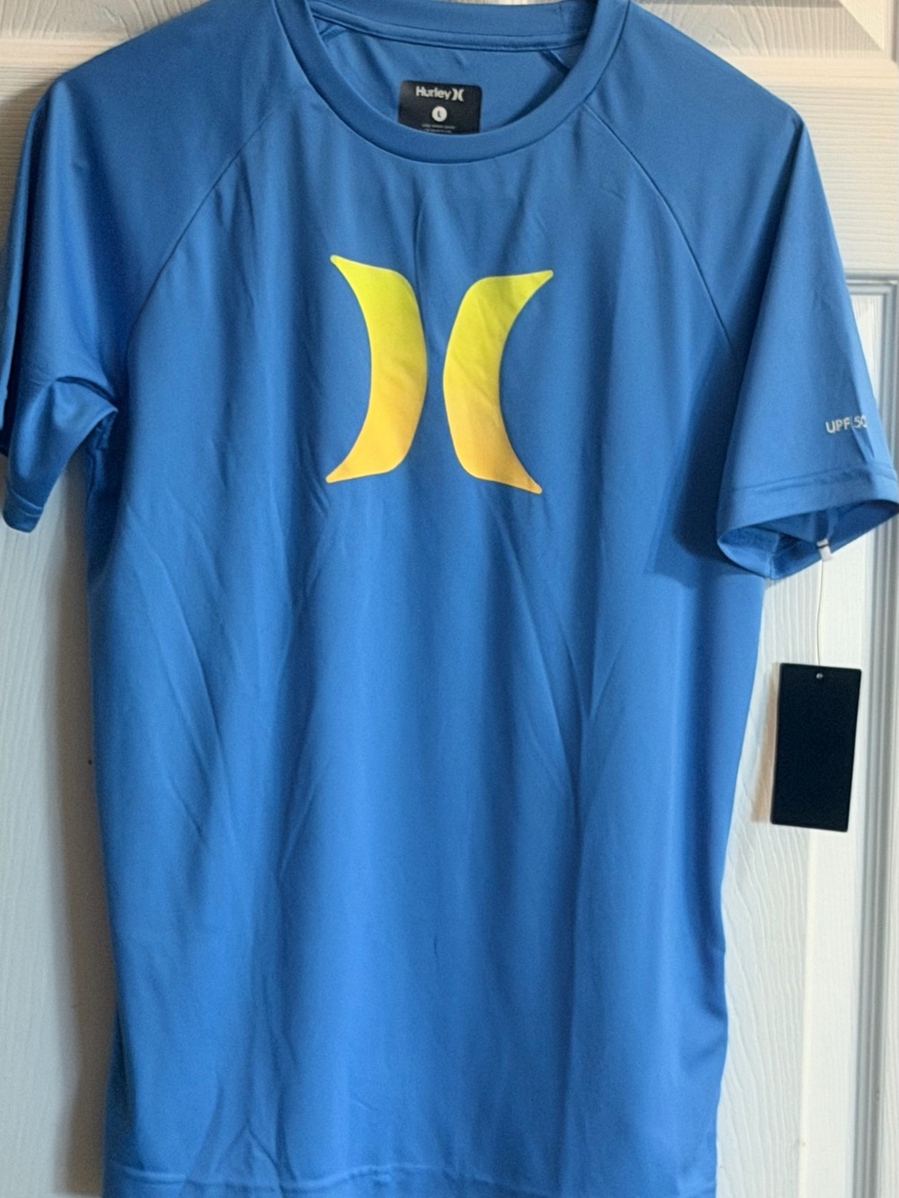 Hurley Blue Kids Rashguard with Yellow Logo